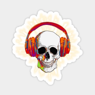 Skull with headphones, music, cool, colorfull Magnet