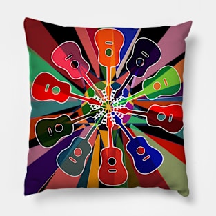 Psychedelic Geometric Rainbow Acoustic Guitar #1 Pillow