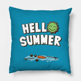 Hello Summer Funny Summer Sun Frozen Snowman Outdoors Cartoon Pillow