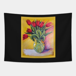 MOM'S RED TULIPS Tapestry