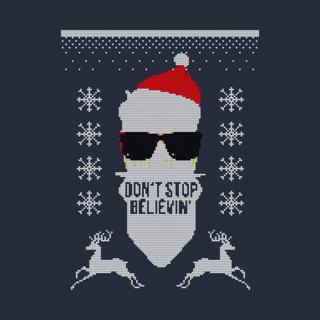 Don't Stop Believin Ugly Christmas Sweater by hoopoe