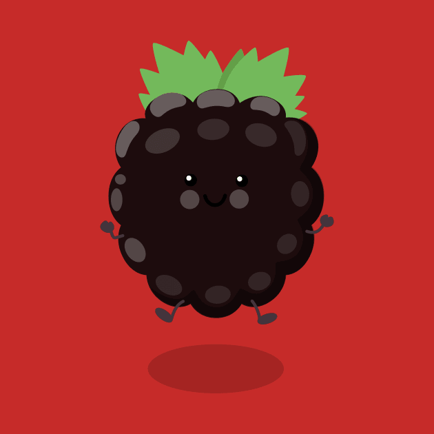 Cute happy blackberry fruit kawaii cartoon by FrogFactory