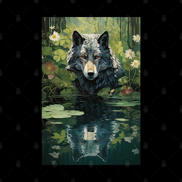 Wolf and waterlilies by obstinator