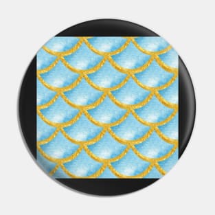 Mermaid Pattern Gold  Blue Pin