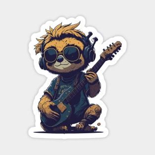 Cool Sloth Play Guitar Magnet