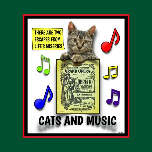 CAT AND MUSIC THERAPY FOR CRAPPY TIMES by PETER J. KETCHUM ART SHOP