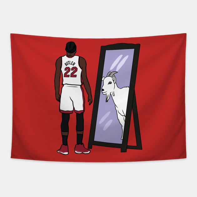 Jimmy Butler Mirror GOAT Tapestry by rattraptees