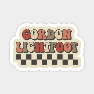 Gordon Lightfoot Checkered Retro Groovy Style Magnet