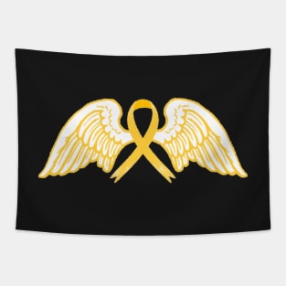 Yellow Awareness Ribbon with Angel Wings 2 Tapestry