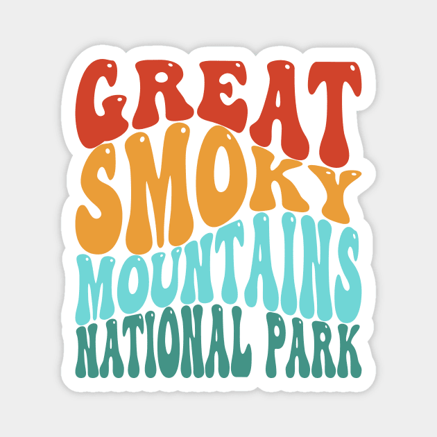 Great Smoky Mountains National Park Retro Vintage Typography Magnet by PodDesignShop