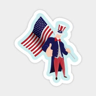 Uncle Sam With Flag Magnet