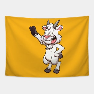 Friendly Smiling Cartoon Goat Tapestry