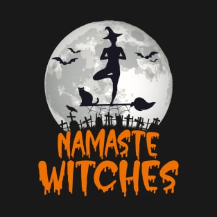 Namaste Witches Halloween Yoga Lover Lazy Costume Moon T-Shirt