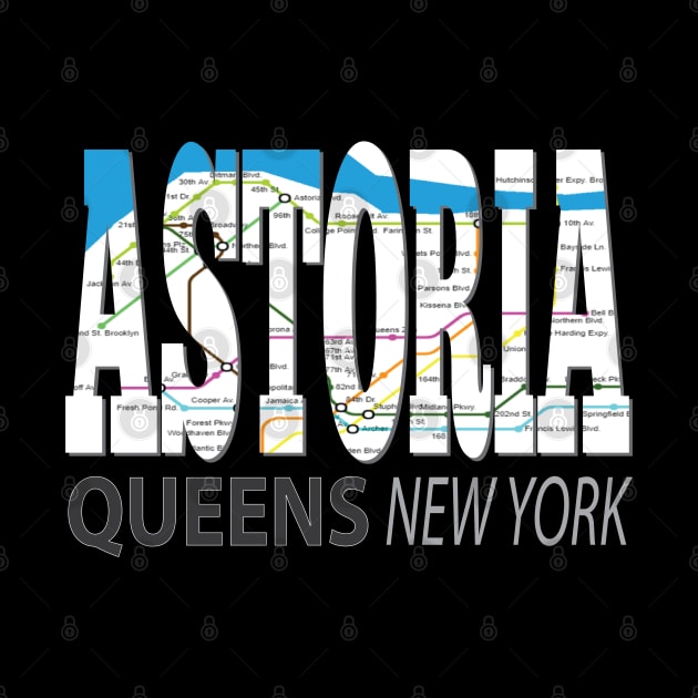 Fun Cool Astoria Queens New York with Subway Map NYC by Envision Styles