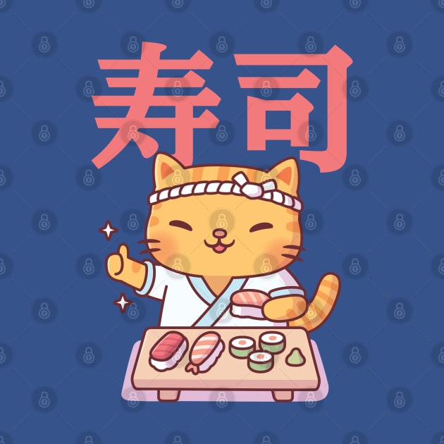 Cute Tabby Cat And Japanese Sushi by rustydoodle