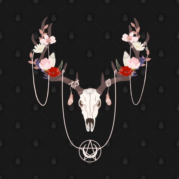 Deer Skull - Boho Skull - Witchy Decor by Witchling Art