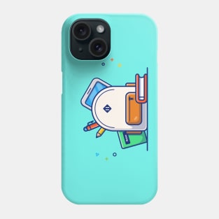 Backpack, Book, Notes, pencil, Pen And Tablet Cartoon Phone Case