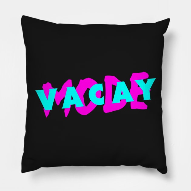 VACAY MODE | Retro 80s Vacation Pillow by MeatMan