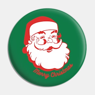 Merry Christmas Santa Face Vintage Image Pin