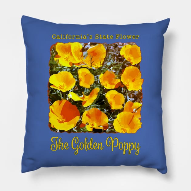 California Golden Poppies Pillow by jdunster