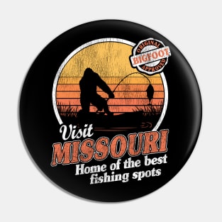 Funny Bigfoot Sasquatch Fishing Gift Vintage Retro Pin