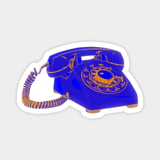 Vintage Rotary Phone Electric Blue and Orange Pop Art Magnet