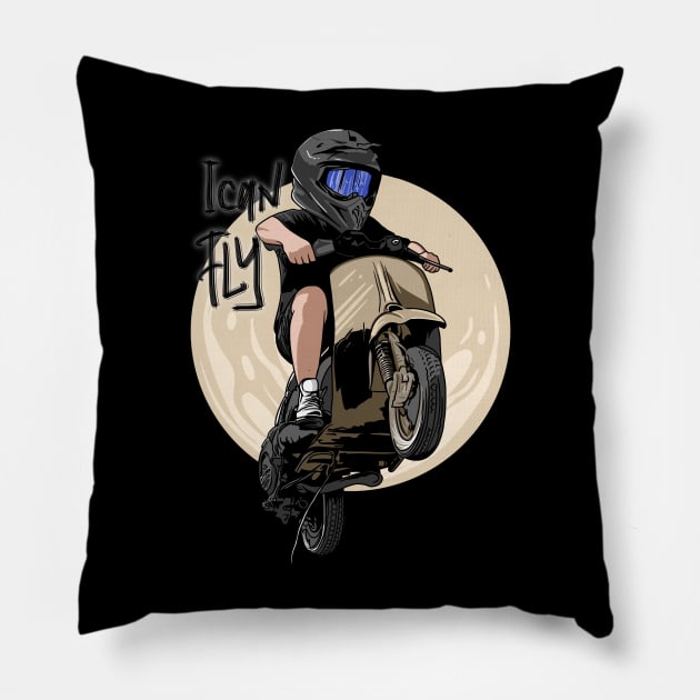 Vespa racing vector art design style Pillow by satu_empat