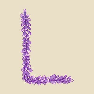 Lavender Letter L Hand Drawn in Watercolor and Ink T-Shirt