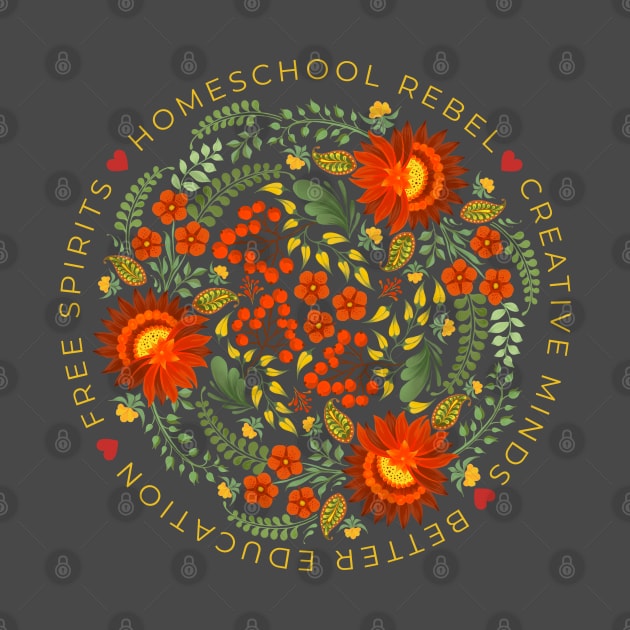 Colorful Flower Circle for Homeschool Rebels in Red, Yellow, Green by BeeDesignzzz