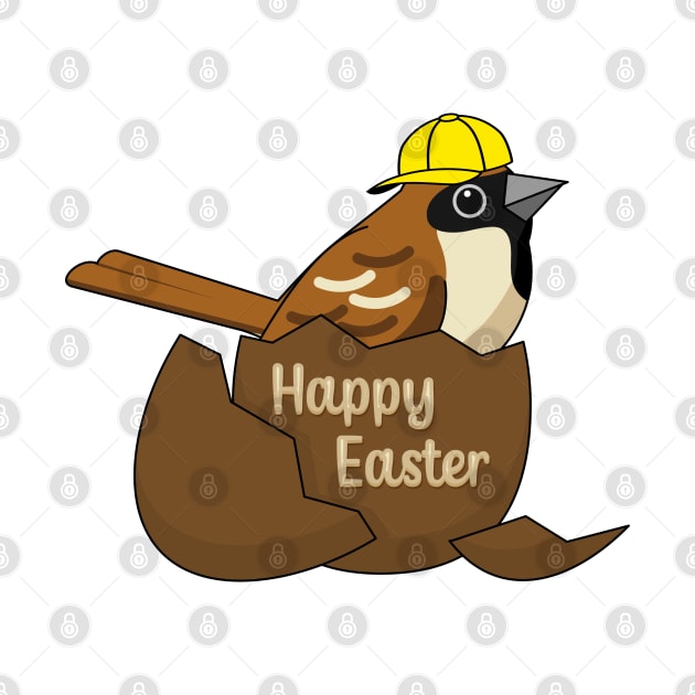 Cute Sparrow Chocolate Egg Happy Easter by BirdAtWork