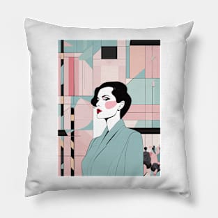 Hues of Enchantment Art Deco Patrick Nagel 80s Pillow