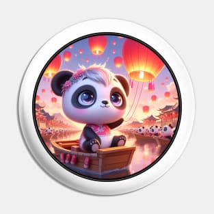 Cute Panda with Lantern Pin