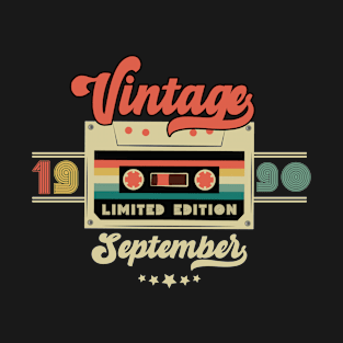 Vintage September 1990 Music Cassette - Limited Edition - 32 Years Old Birthday Gifts T-Shirt