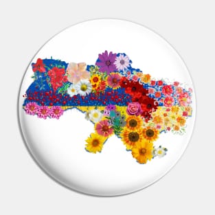 Lot of flowers on the ukrainian map Pin