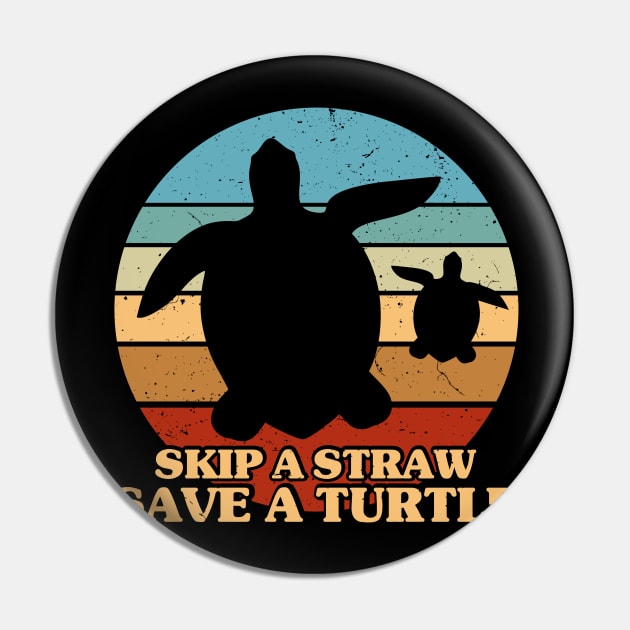 Skip a Straw Save a Turtle for Earthday - Vintage Retro Design T Shirt 5 Pin by luisharun