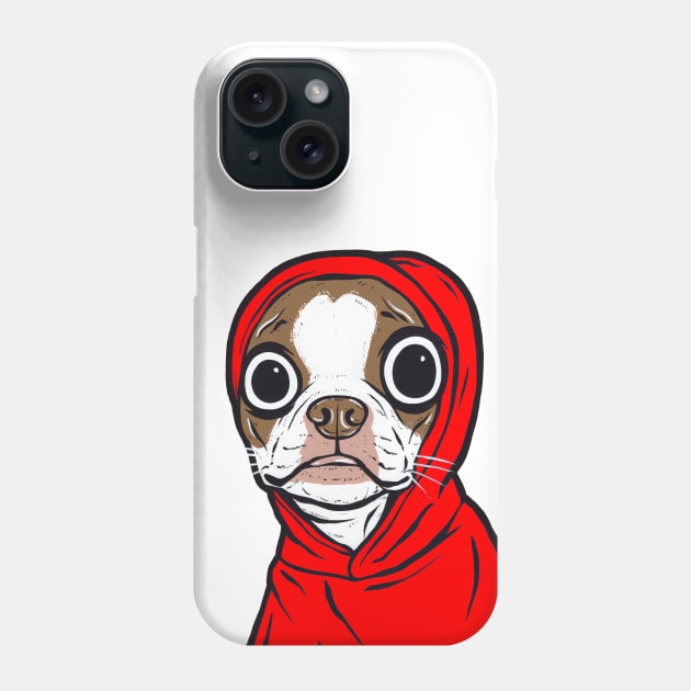 Brown Boston Terrier Hoodie Phone Case by turddemon