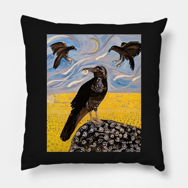 The Raven of Matyas Pillow by CsillaRosales