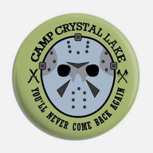 Wearing the infamous hockey mask at Camp Crystal Lake.  You'll never come back again. Pin