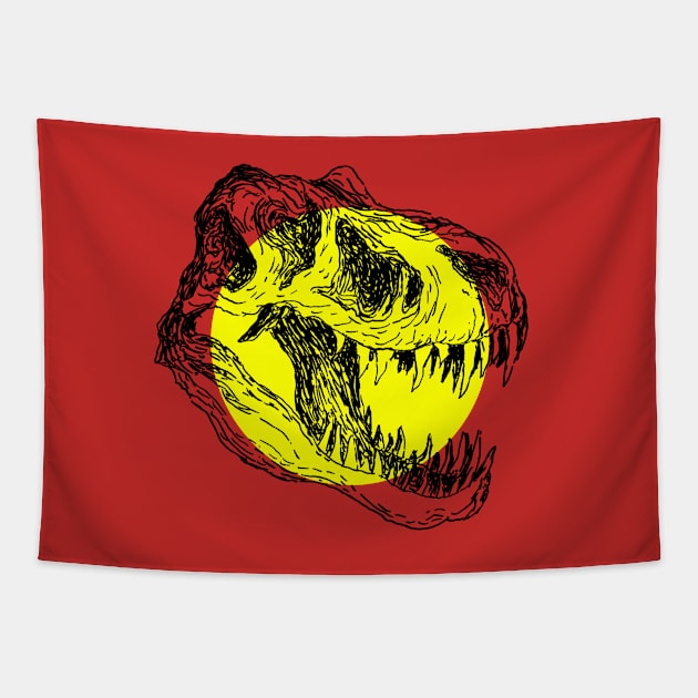 T-rex skull artwork Tapestry by frankymonty