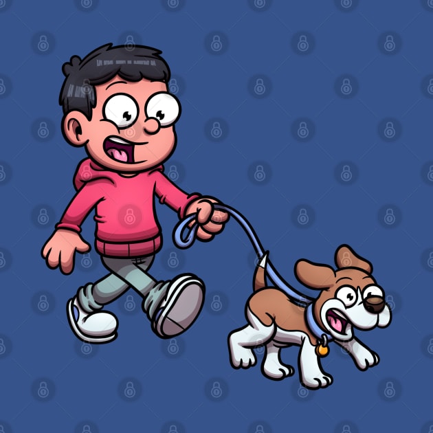 Boy Walking With A dog by TheMaskedTooner