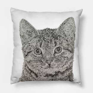 Dotwork Cat Art Print Pillow