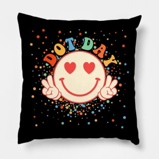 Happy International Dot Day Smile Face Groovy Polka Dot Pillow