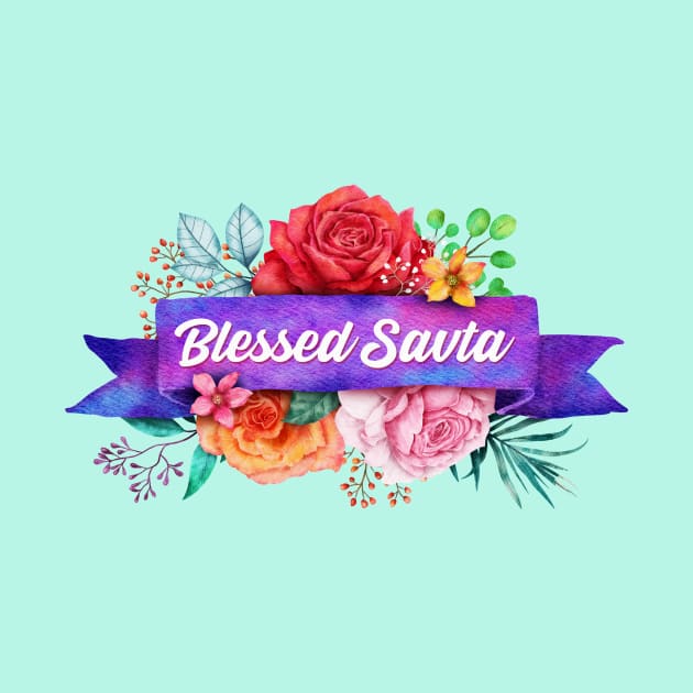 Blessed Savta Floral Design with Watercolor Roses by g14u