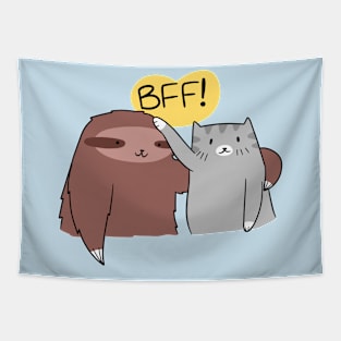 BFF! Sloth and Cat Tapestry