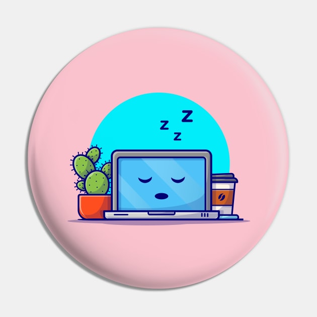 Sleeping Laptop With Cactus And Coffee Cartoon Vector Icon Illustration Pin by Catalyst Labs