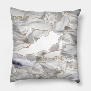 White and Gold Glitter Agate Pillow