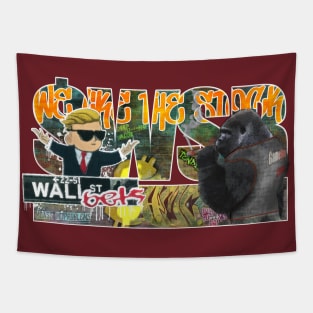 smoking ape - we like the stock - buy the dip - wall street bets graffiti Tapestry