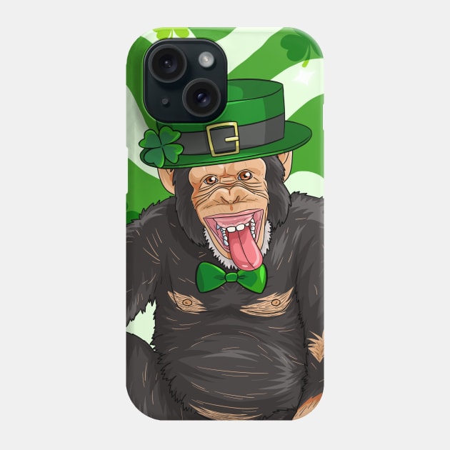 Chimpanzee St Patricks Day Irish Leprechaun Phone Case by Noseking