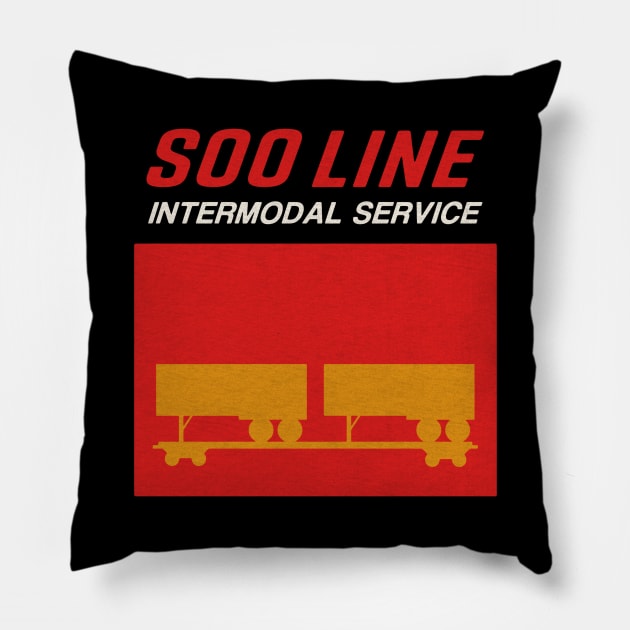 Soo Line Railroad Trailer Train Pillow by Turboglyde