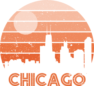 Retro Sunset Chicago Magnet
